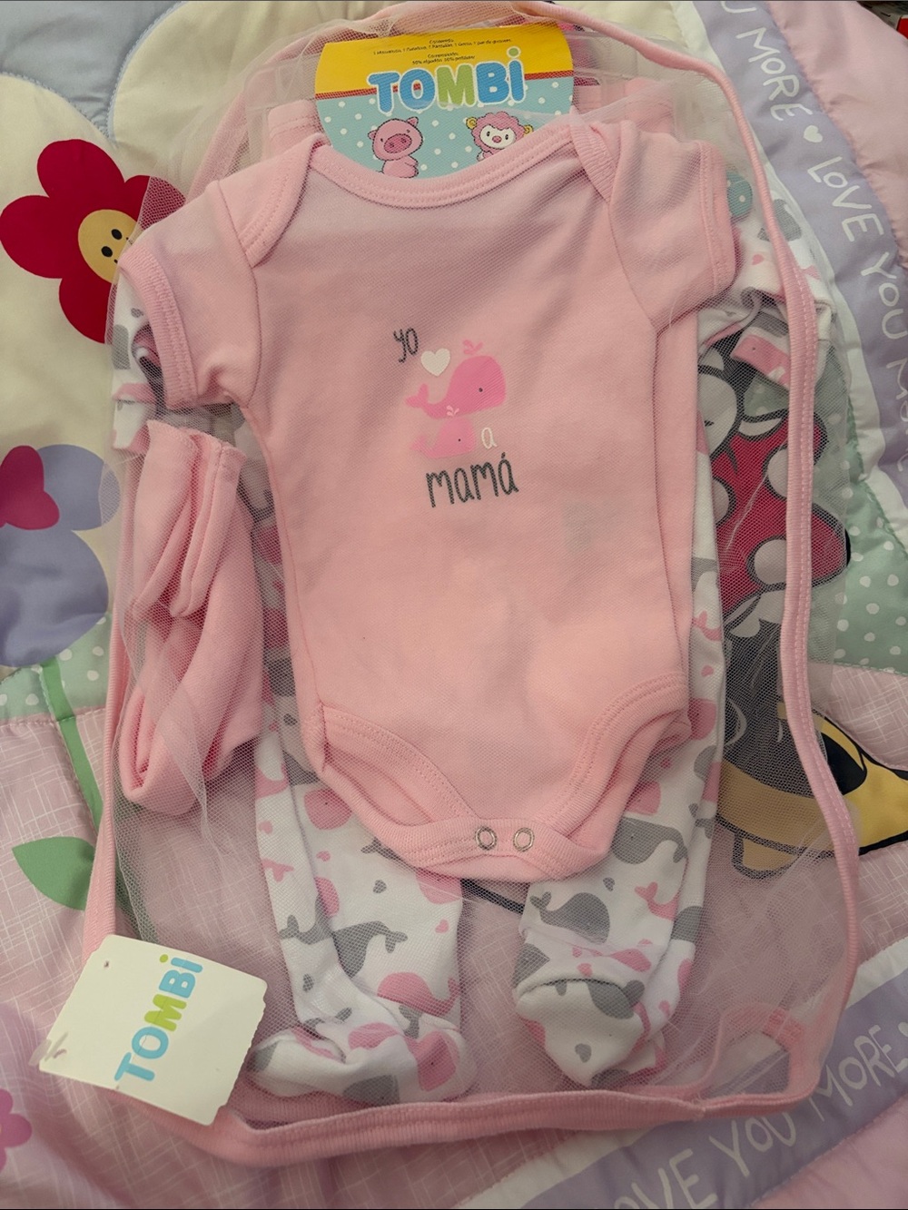 Baby Girl Spanish Onesie 5 Piece Gift Set NEWBORN - Yo AMO a Mi MAMA! ALL NEW